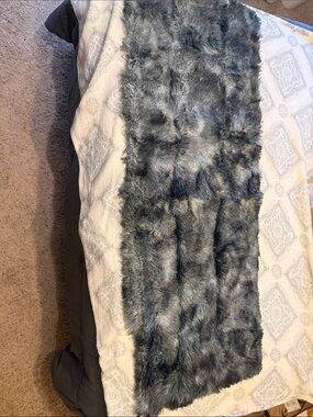 Black and Gray Faux Fur Pillow Cover